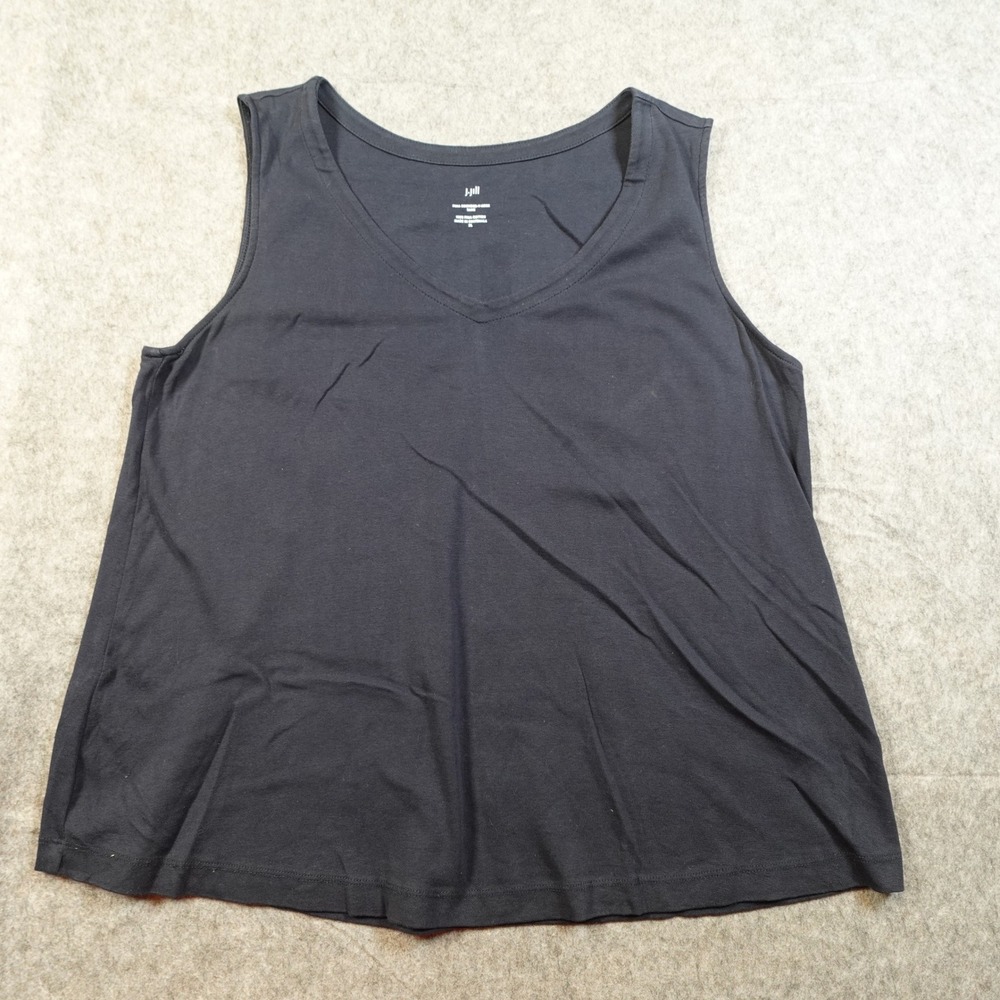 J Jill Top Womens Extra Large Pima Cotton Rounded V Neck Tank Black Sleeveless